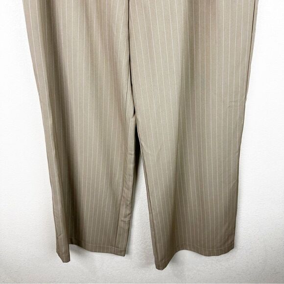 Blu Pepper Nordstrom Pin Stripe Trouser Slacks Beige Pants Wide Leg XL - Picture 4 of 11